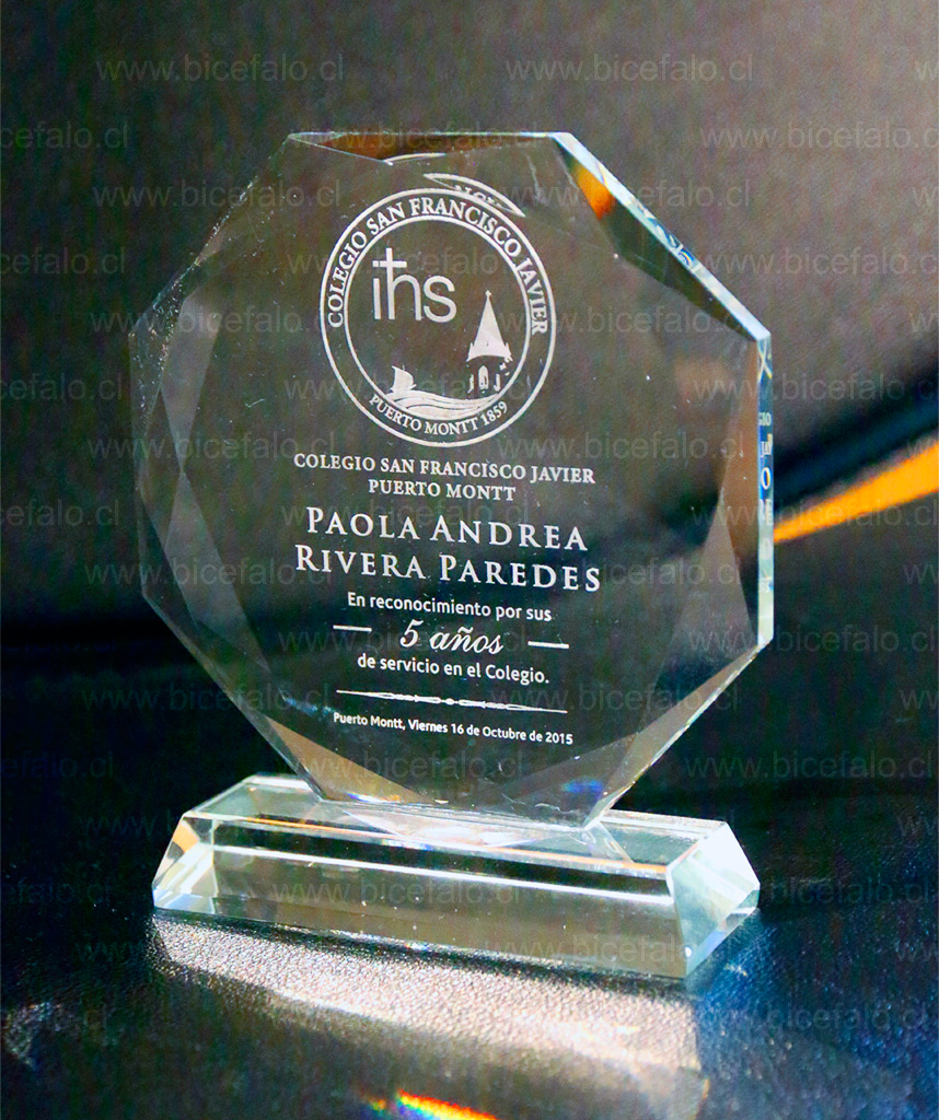 trofeo cristal octogonal