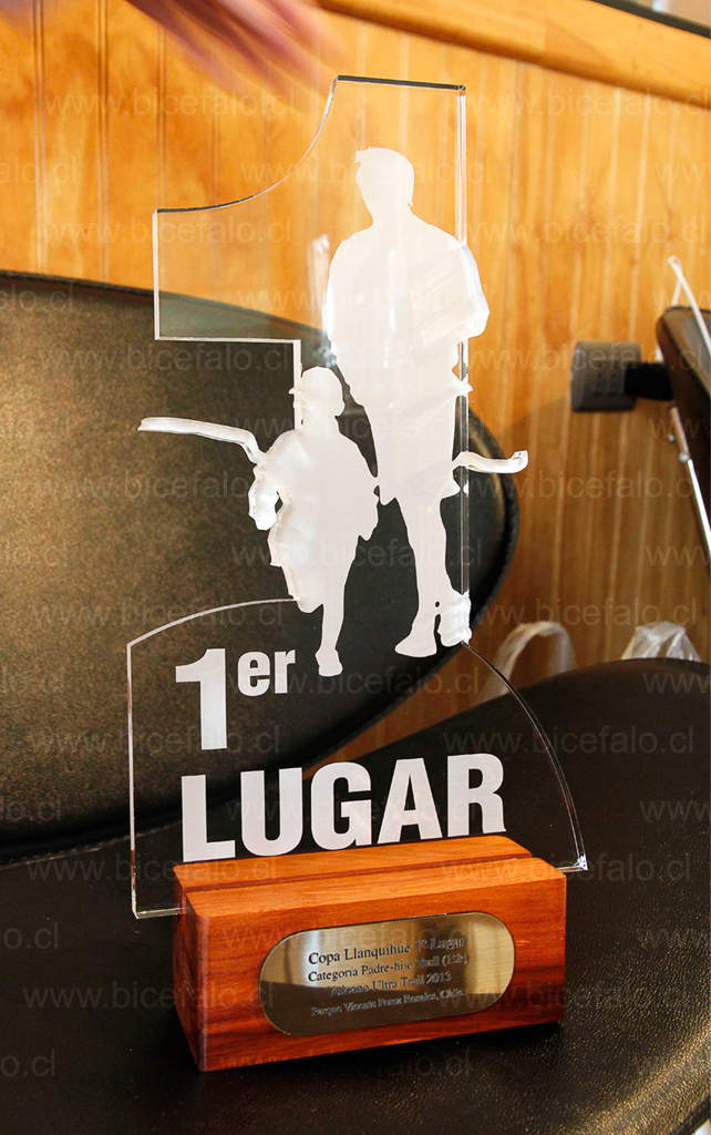 Trofeo primer lugar acrilico madera metallex