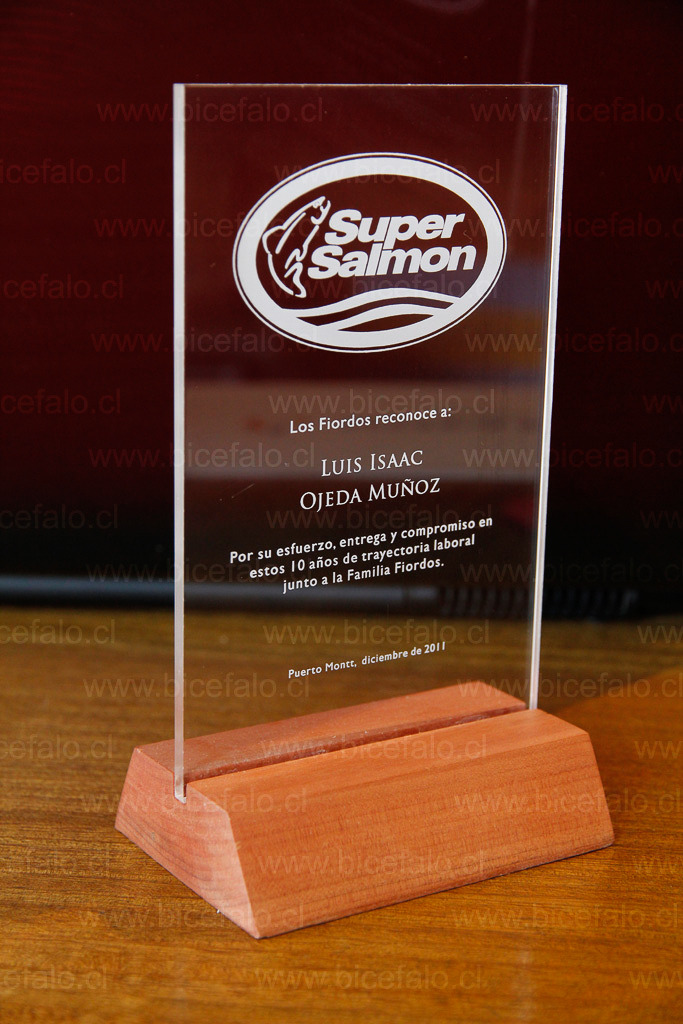 Trofeo madera acrilico super salmon
