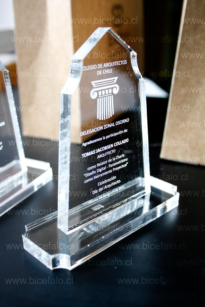 trofeo acrilico colegio de arquitectos
