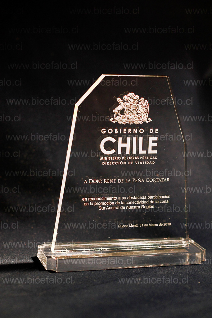 trofeo acrilico gobierno de chile